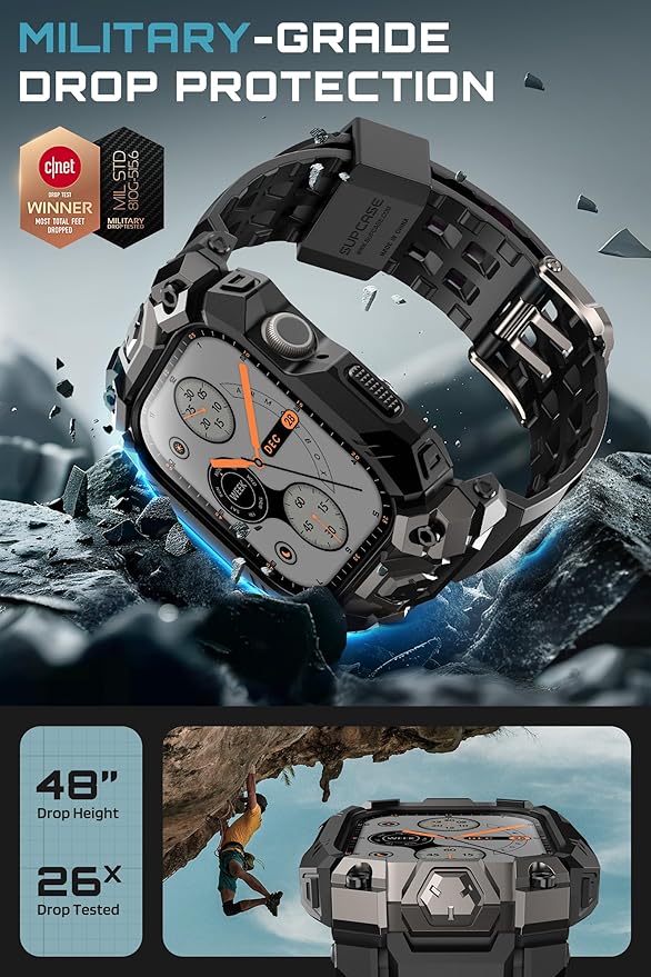 SUPCASE for Apple Watch 11/10 46mm Case with Band (Unicorn Beetle Ore), [Military-Grade Protection] Rugged Shockproof Scratch Resistant Bumper Cover with Adjustable Strap for iWatch 11/10 46mm, Black
