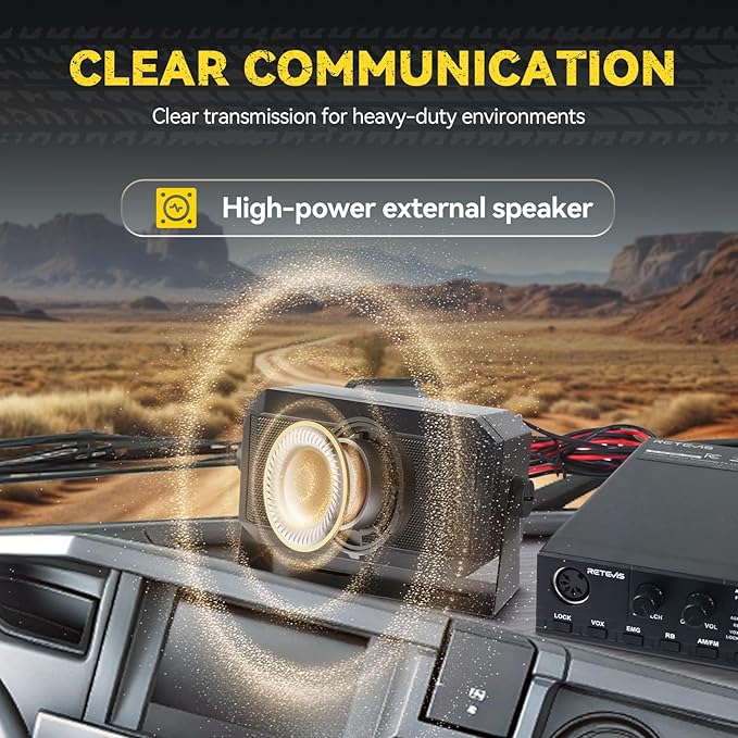 Retevis MB2 CB Radio, Professional AM/FM 40 Channels CB Base Station, 5W Mini External Speaker, Cigarette Lighter and Magnetic Antenna, Squelch ASQ, VOX, Auto-Scan, Long Range CB Radios for Truckers