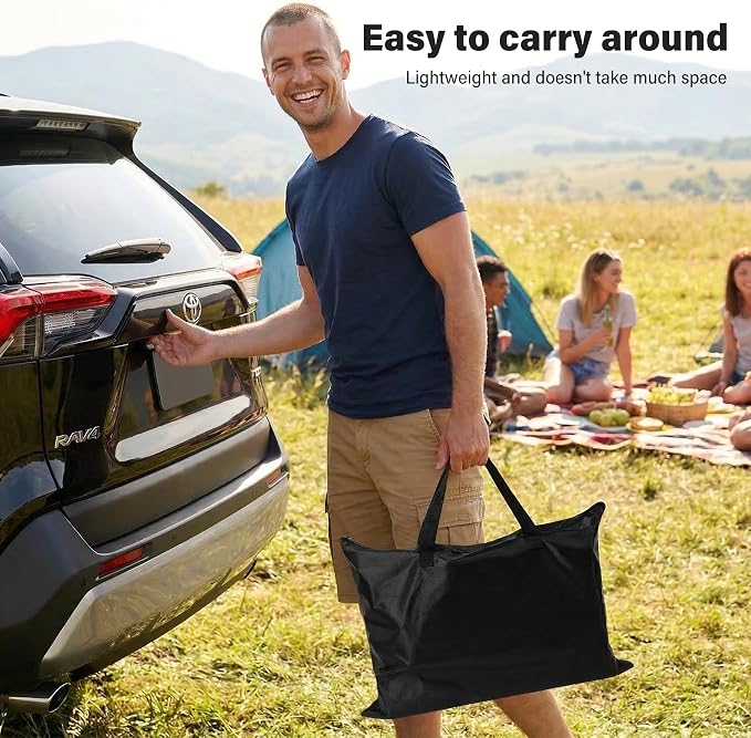 Outdoor Projector Screen with Stand 100 Inch, 16:9 Portable 4K HD Indoor Movie Screen, Large Double-Sided Washable Screen with Carry Bag, Sandbags for Backyard, Camping, Home Theater