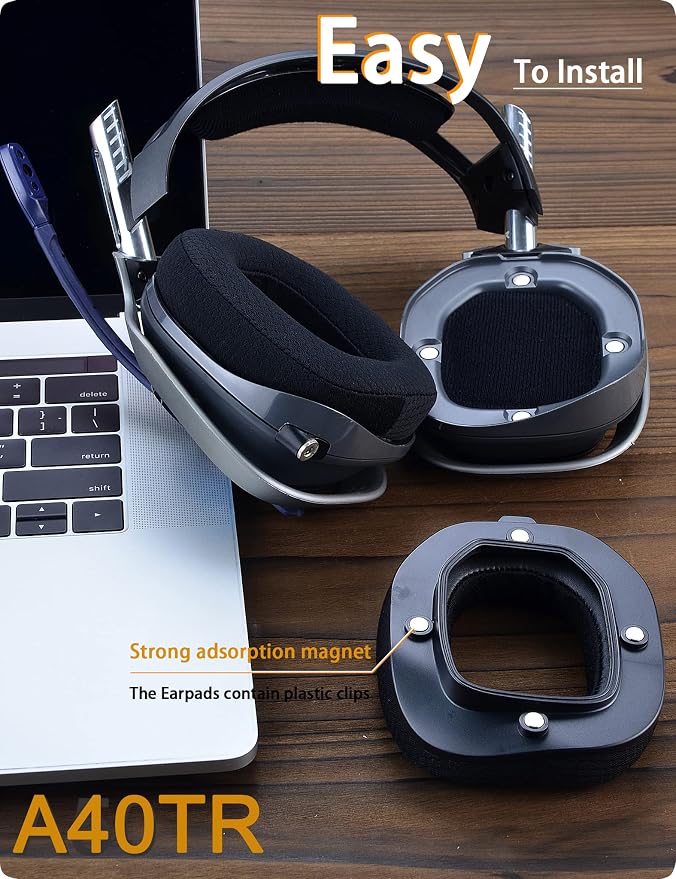 A40 TR Mod Kit – defean Replacement Earpads and Headband Compatible with Astro Gaming A40 TR Headset,Ear Cushions, Upgrade High-Density Noise Cancelling Foam, Added Thickness (Black Breathable Fabric)