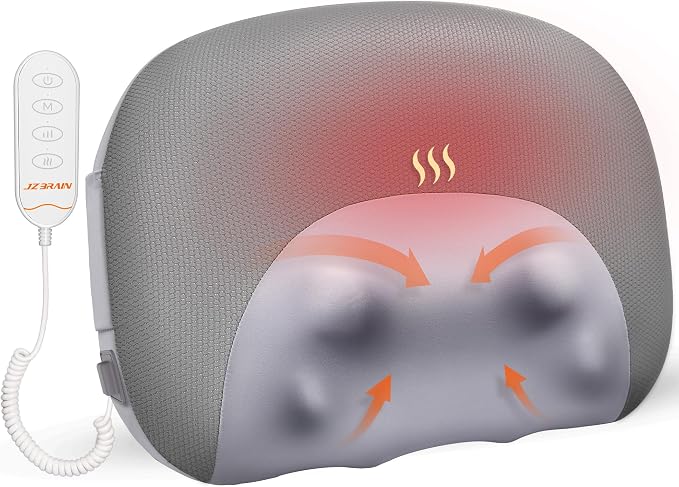 JZBRAIN 3-in-1 Neck Massager Pillow with Heat, Rolling Shiatsu | neck massage pillow, cervical neck pillow for pain relief, lying down neck massager, neck tension relief, Cervical Traction,