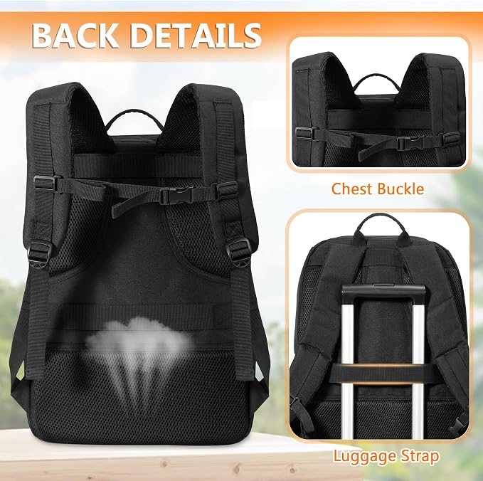 BAFASO Tactical Lunch Box for Women & Men, Lunch Backpack with Insulated Cooler Bag and 17 Inch Laptop Sleeve, Black