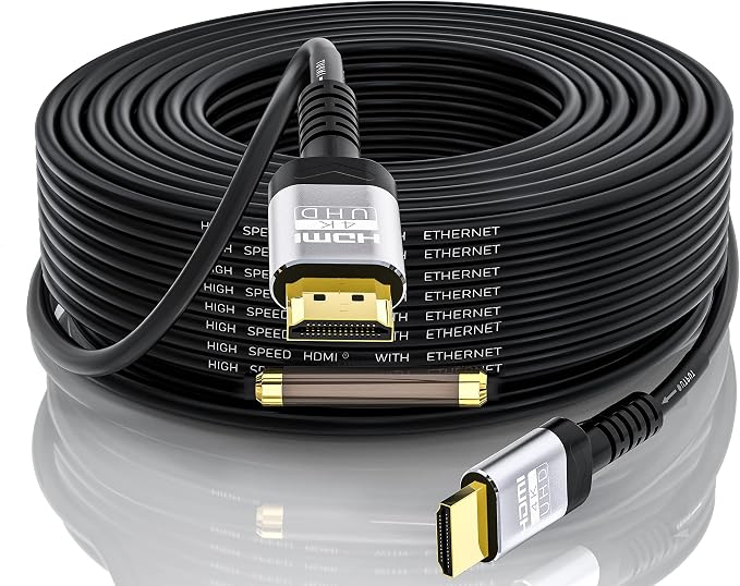 Soonsoonic 4K HDMI Cable 75 Ft with Built-in Signal Booster | HDMI 2.0 High Speed Unidirectional Cables 4K@60Hz 2K 1080P 3D ARC Ethernet Cord | for UHD TV Monitor Laptop Xbox PS4 (22.8m)