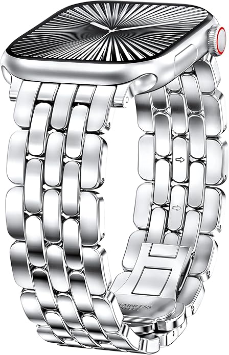 TOYOUTHS Designer Vintage Dressy Bracelet for Apple Watch Band Women 42/40/41/38/44/45/46/49mm, Stainless Steel Elegant Luxury Metal Strap for iWatch Series 11 10 9 8 7 6 5 4 SE/Ultra 3 2 1