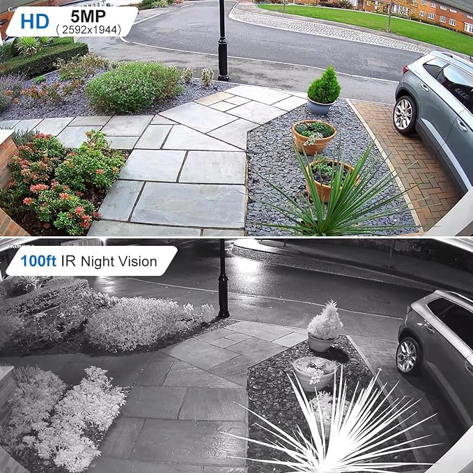 Anpviz 5MP PoE IP Dome Camera with Audio/Mic, IP Security Camera Outdoor Indoor, 98ft IR Night Vision, IP66 Waterproof, 2.8mm Lens, 24/7 Recording, Human Detection,Not PTZ,NDAA,IPC-D250W-SE (U Series)