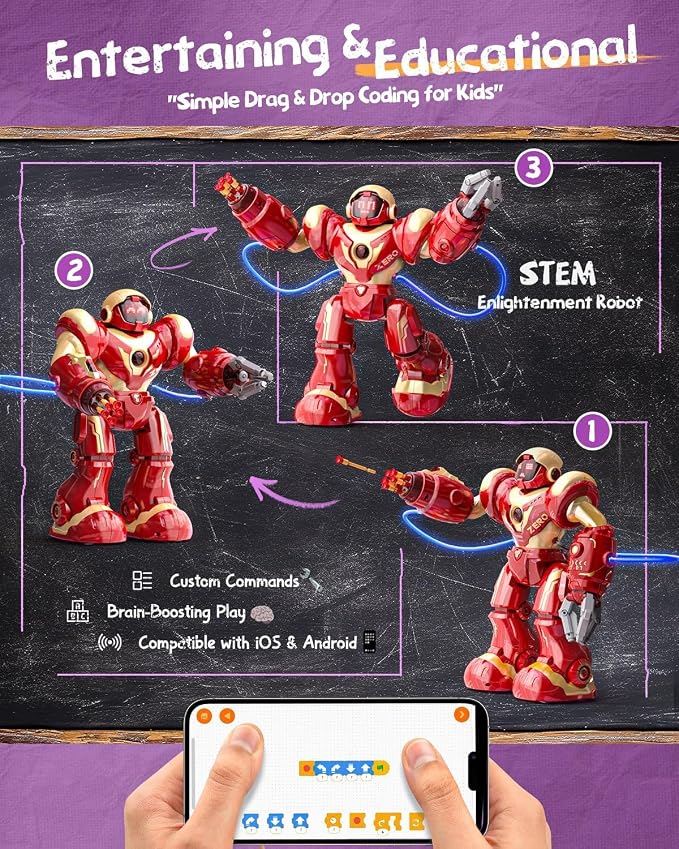 Holyton 5088 Smart Robots for Kids, Large Talking Interactive STEM Programmable RC Robot with Voice Control, APP Control, LED Eyes, Ideal Gift for Kids Ages 5-7, 6-8, 8-12 Boys and Girls
