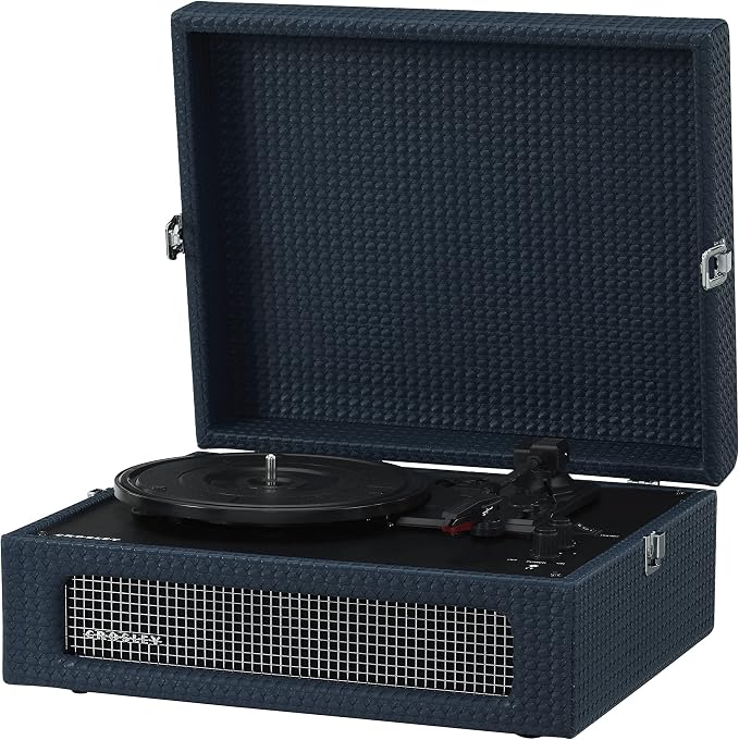 Crosley CR8017B-NY Voyager Vintage Portable Vinyl Record Player Turntable with Bluetooth in/Out and Built-in Speakers, Navy