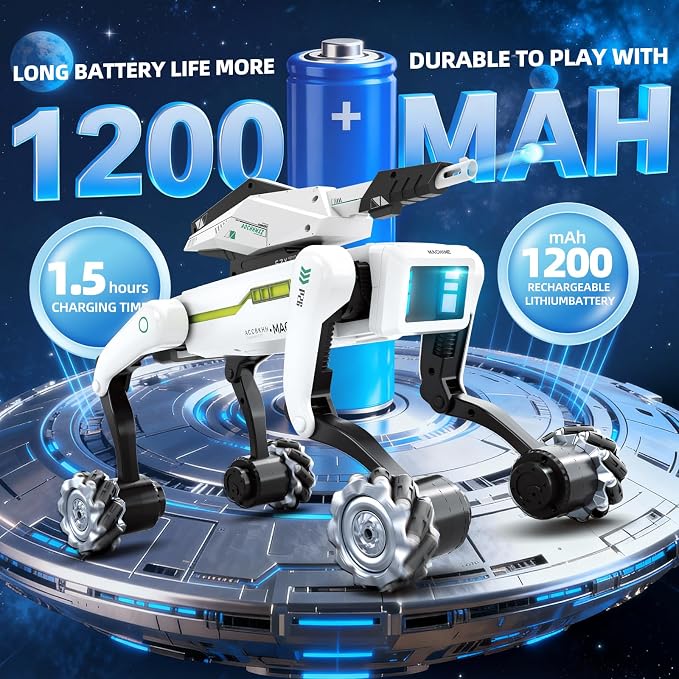 3 in 1 Robot Dog Building Kit for Kids Ages 6-12, Voice & Remote Control Robotic Pet, 30+ Bionic Actions, 25m Range, Programmable STEM Toy with Claw & Cannon