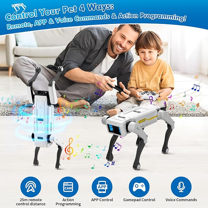 Smart Robot Dog 2 in 1- Interactive STEM Pet with Voice Control, 30+ Actions & Remot contol, Durable Design for Kids Age 6+