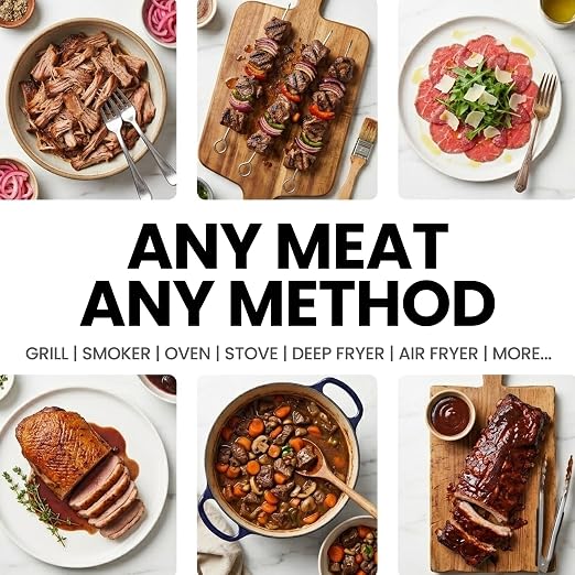 Smart Bluetooth Wireless Meat Thermometer, Instant Read Digital, Waterproof, 500ft Range, Dual Sensor Accuracy for BBQ, Grilling, Oven, Smoker, Ideal for Meat, Kitchen and Outdoor Cooking