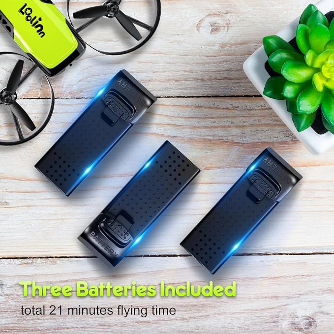 Loolinn | Drone for Kids 8+ Gift with Camera - Mini Drone with 90° Adjustable Camera, Safe for Kids to Play, Easy to Fly, Photos and Videos, Includes Three Batteries (Gift for Kids)