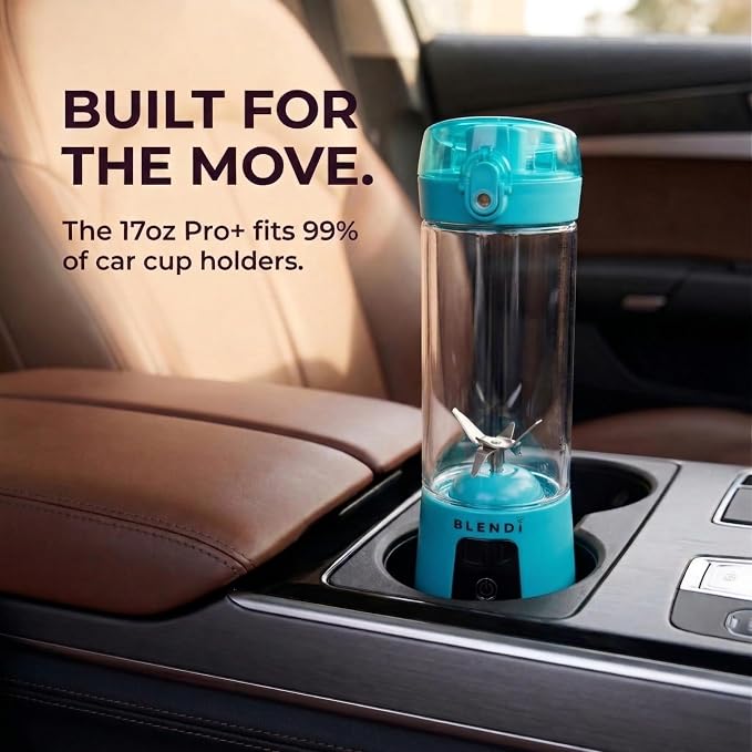 BLENDi Pro+ Portable Blender (New 2025 Model, 17.5oz, Turquoise) – Upgraded 120W Motor, USB-C Rechargeable, Cordless Personal Blender Smoothies & Shakes – BPA-Free, Self-Cleaning, Travel-Friendly
