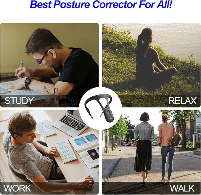P1 Posture Corrector for Women Men, Strapless Upper Back Brace, Vibration Reminder, Rechargeable, 50H Battery