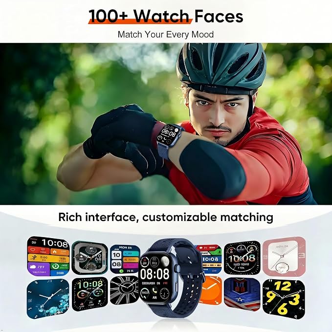 2026 Distance & Pace GPS Running Watch for Runners - Call & Text, AMOLED Large Screen, 50m Waterproof Swimming, Calorie & Step Counter, 2 Bands, Long Battery, for Seniors Men Women（Blue）