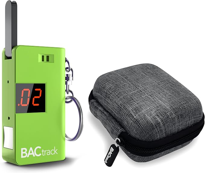 BACtrack Keychain Breathalyzer (Green) and Carrying Case Bundle