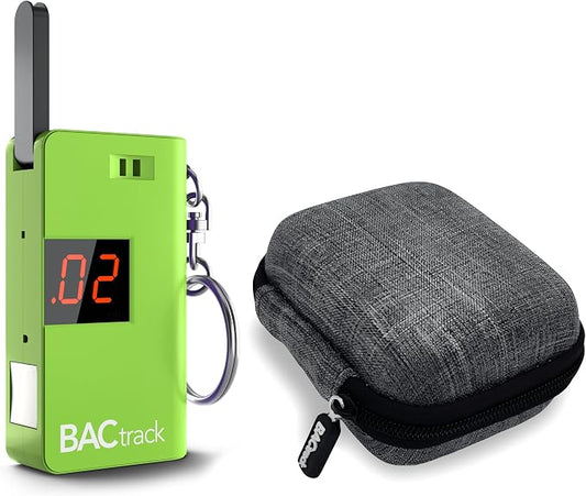 BACtrack Keychain Breathalyzer (Green) and Carrying Case Bundle