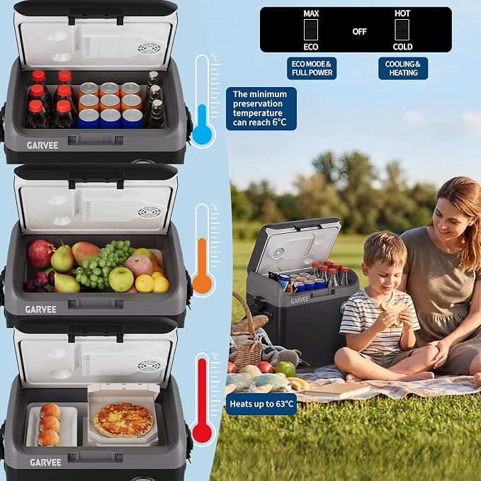 Garvee Electric Cooler & Warmer with Handle | 30 l Portable Thermoelectric Fridge for Vehicles & Trucks| 110V AC Home Power Cord & 12V Car Adapter for Camping, Travel & Picnics