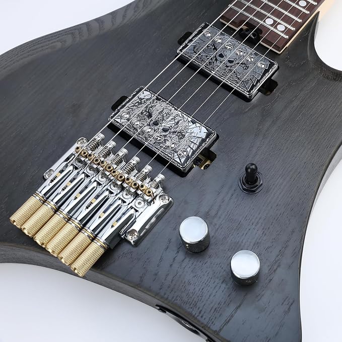 10.5mm Headless Electric Guitar Bridge Chrome Headless Bass Guitar Bridge Brass Saddles Zinc Alloy Plate Electric Guitar Bridge 6 String Headless Guitar Bridge Fixed