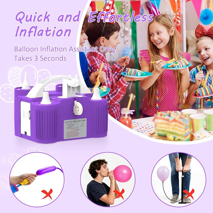 4-in-1 Balloon Pump Electric Balloon Pump Inflador De Globos Electrica Sports Balls Pump for All Balloons Latex Foil 260q Mylar Balloon, Air Cushion Pool Float Yoga Ball Inflator Balloon Machine