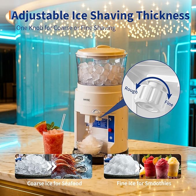 Garvee Commercial Ice Shaver Crusher 1200LBS/H, 700W Electric Snow Cone Maker, 500RPM Tabletop Ice Shaving Machine with 4.23Gal Hopper & Stainless Steel Blade for Home, Parties, Snack Bars, White