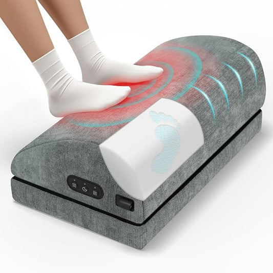 Heated Foot Rest for Under Desk at Work, Foot Stool with Vibration Massage, 2 Heat Levels, Ergonomic Memory Foam Feet Warmer Heater