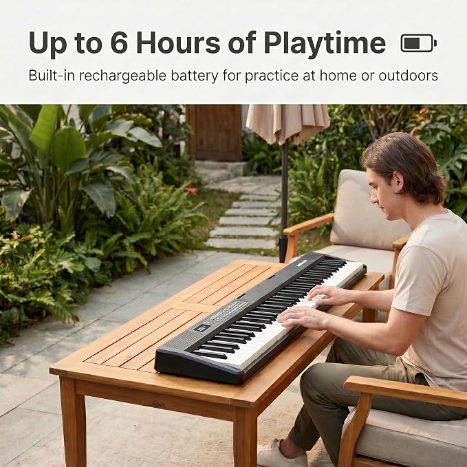 88 Key Folding Digital Piano Keyboard, Semi-Weighted Full Size Touch Sensitive Light-Up Keys, Portable Piano with Bluetooth, MIDI, 150 Demo Songs, 1000 Tones/Rhythms for Beginners and Adults