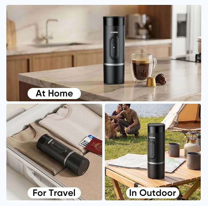 Portable Espresso Machine, Travel Coffee Maker for Camping, Car Coffee Maker Compatible with Capsule and Ground Coffee, Small Coffee Maker for RV, Hiking, Office