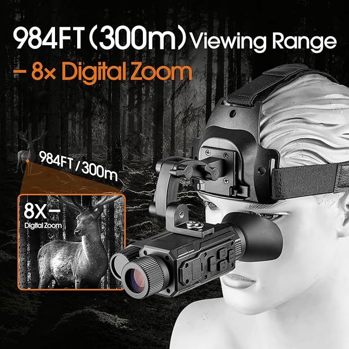 Head-Mounted Night Vision Monocular Digital Infrared Monocular for Camping Hunting