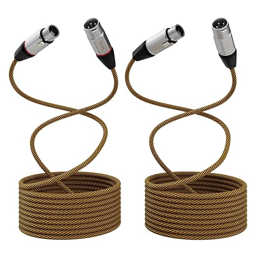 15ft XLR Cables 2 Pack, Durable Nylon Braided Male to Female Microphone Cable,Cord for Recording Mixer Amplifie Speaker, OFC Shielded and Balanced XLR