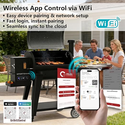 Smart WiFi PID Pellet Grill Controller Replacement with App & Digital Display, Upgraded Thermostat Panel Compatible with Pit Boss 440-1600 Navigator Sportsman Competition Onyx Pro Series