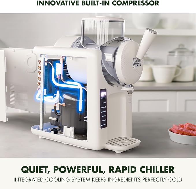 GreenPan Frost Ice Cream Maker & Slushie Machine, Mixing Bowl included, Soft Serve, Sorbet, Margaritas, Milkshakes, Frozen Yogurt, No Pre-Freezing, Ready in 15 Mins, 6 Modes, Self-Cleaning, Cream