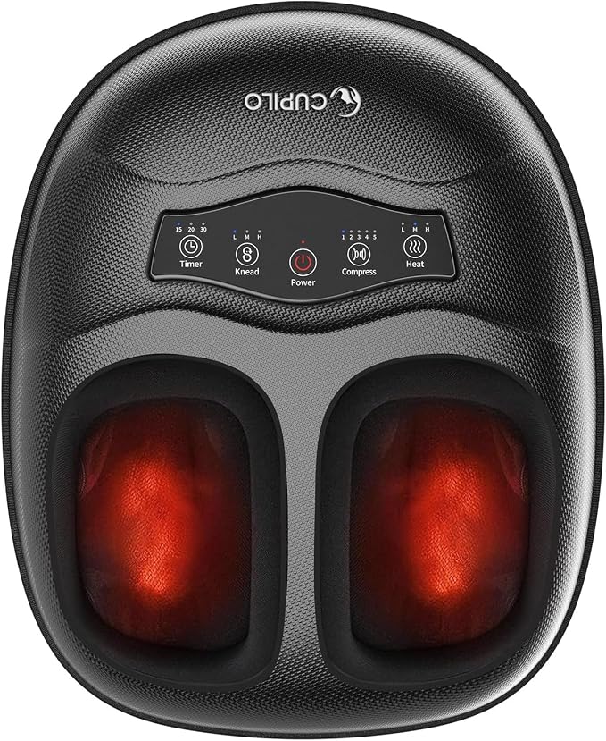 CuPiLo Foot Massager with Heat, FSA Eligible HSA Shiatsu Feet Massager for Plantar Fasciitis, Adjustable Kneading and Compression Foot Massage Machine for Neuropathy Relief