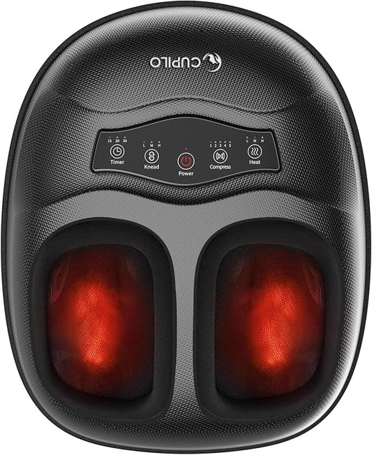 CuPiLo Foot Massager with Heat, FSA Eligible HSA Shiatsu Feet Massager for Plantar Fasciitis, Adjustable Kneading and Compression Foot Massage Machine for Neuropathy Relief