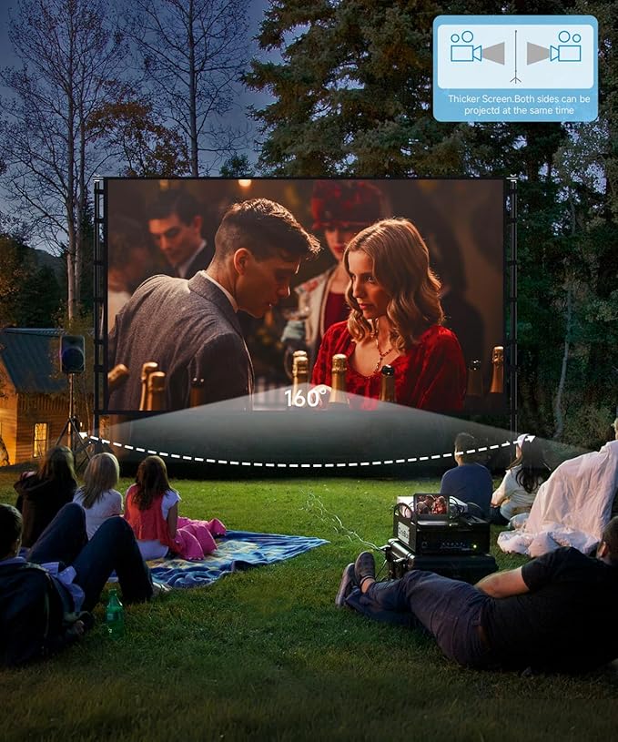 STWUI Projector Screen with Stand - 150 Inch Portable Projector Screens Outdoor Indoor Projector Screen 16:9 4K HD Outdoor Movie Screen with Carry Bag,Enjoy Home Theater Projection Screen