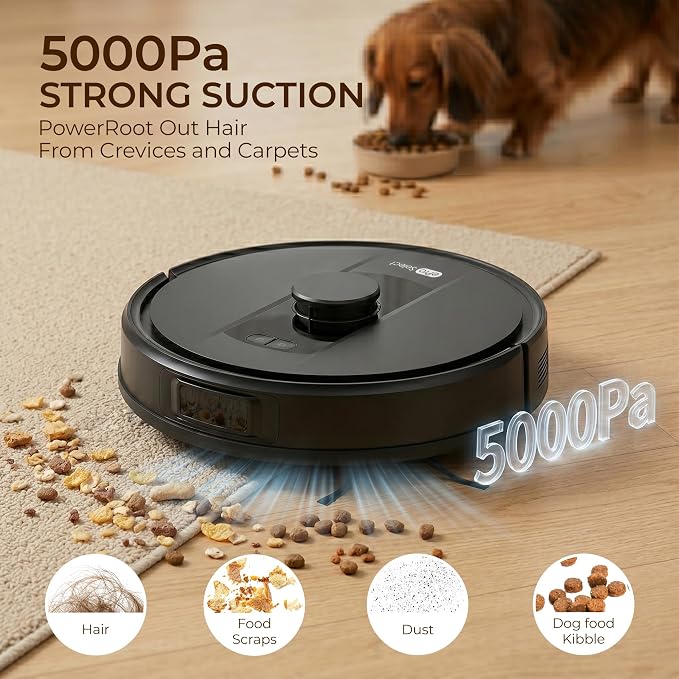 Robot Vacuum and Mop Combo, 4000Pa Robotic Vacuum with Smart Obstacle Avoidance, 150 Min Runtime, APP/Alexa, Multi-Floor Mapping, Self-Charging for Pet Hair