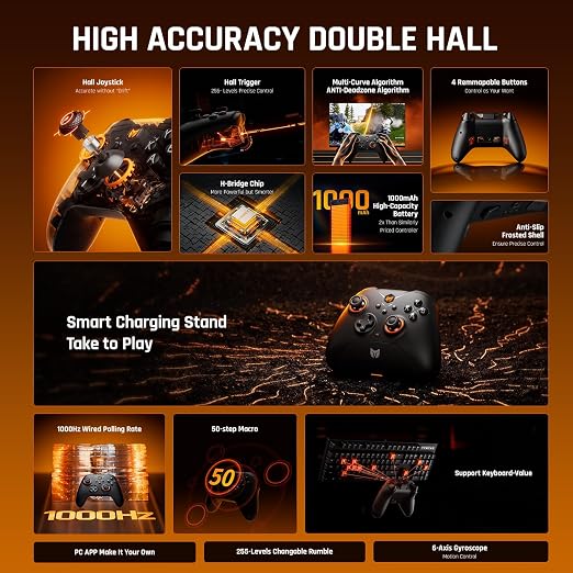 BIGBIG WON Wireless Controllers, Gale Hall PC Controllers Motion Control, Hall Joysticks&Triggers, PC App Game Controllers for Switch/Switch2/iOS/Android Wireless Gaming Controller