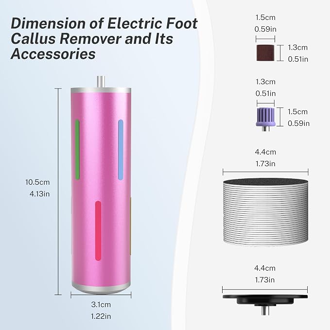 Electric Foot Callus Remover, Painless 2-in-1 Electric Foot Filer - 80 Discs, Adjustable Speed, Professional Pedicure Tool for Dry Cracked Heels, Home Spa & Salon (Pink)