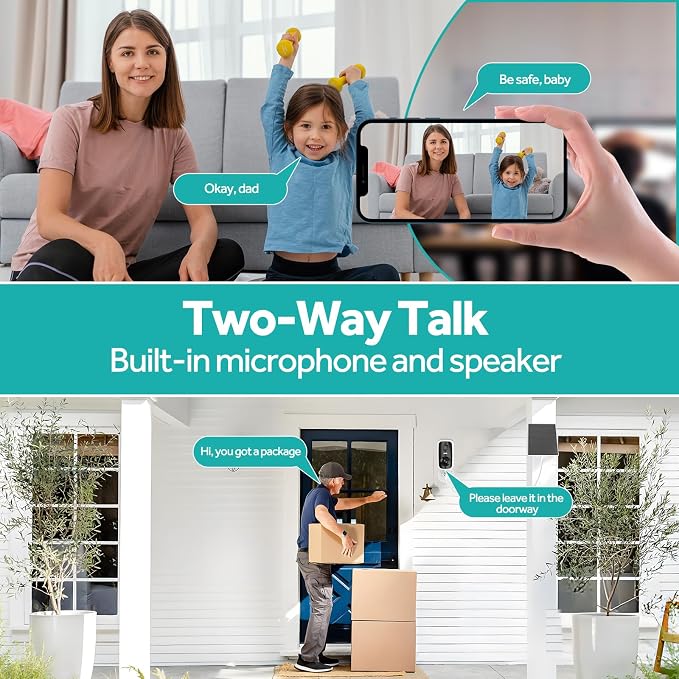 Noonkey 2 Pack Solar Security Camera Outdoor Wireless, 4MP HD Full Color Night Vision, 2.4/5GHz WiFi Home Security Camera with AI Motion Detection & Siren, 2-Way Audio, Alexa, No Wiring, Weatherproof
