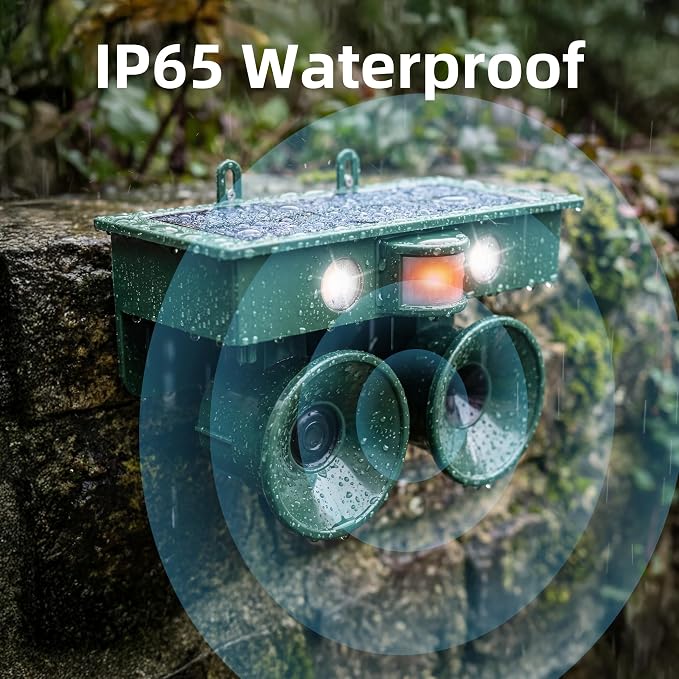 2026 New Ultrasonic Bird Repeller Solar Powered Outdoor IP65 Motion Activated Bird Pigeon Deterrents for Outside with Flash Light Woodpecker Goose Repellent Devices for Rooftops Porch Patio Balconies