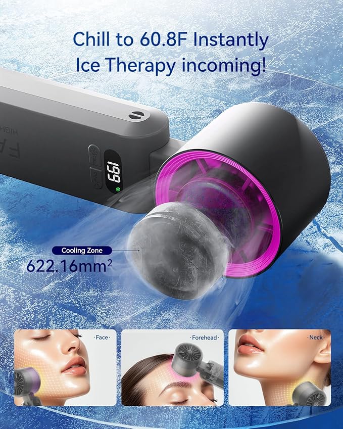 Handheld Portable Turbo Fan with Ice Cooler, Speed (1-199) 5500mAh Rechargeable Personal Fan,[20H Cooling Time] [20000 RPM] Small Pocket Fans for Travel/Outdoor/Office, Black Hot Pink