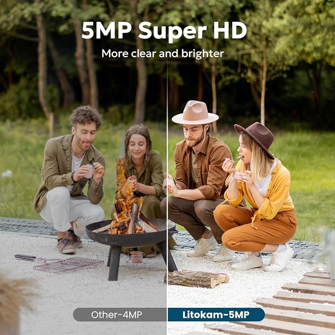 litokam 5MP Security Camera Outdoor, 5G/2.4G WiFi Home Security Camera Outside with Color Night Vision, 360° PTZ Wireless Cam with AI Motion Detection & 2-Way Talk, Support NVR/Alexa