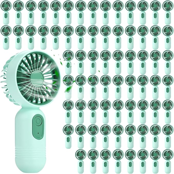 Rossesay 72 Pcs Mini Portable Fan Bulk Cute Handheld Lightweight Small Little Personal Hand Eyelash Fan 3 Speeds USB Rechargeable for Women Men Indoor Outdoor Makeup Travel (Green)