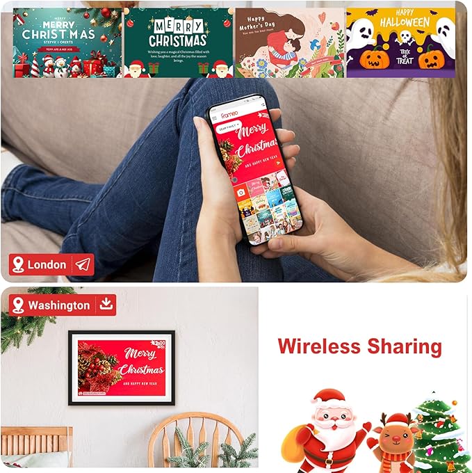 Frameo 10.1 Inch WiFi Digital Picture Frame with 1280x800 IPS Touch Screen Photo Frame Electronic, 32GB Memory, Auto-Rotate,Slideshow,Share Photos or Videos Instantly via Frameo App from Anywhere