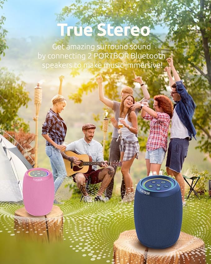 Bluetooth Speaker, Portable Wireless Speaker with Stereo Loud Sound, BT5.3, IPX5 Waterproof, TWS Pairing, for Outdoor Home Party Beach Camping, Electronics, Holiday Birthday Gift