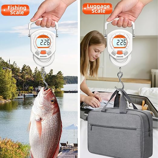 Fishing Scale Luggage Scale 132lb/60kg Digital Fish Scale, Fish Weight Scale with Backlit LCD Display, Luggage Weight Scale with 4 Units, 2 AAA Batteries, Hanging Scale for Fishermen Travelers