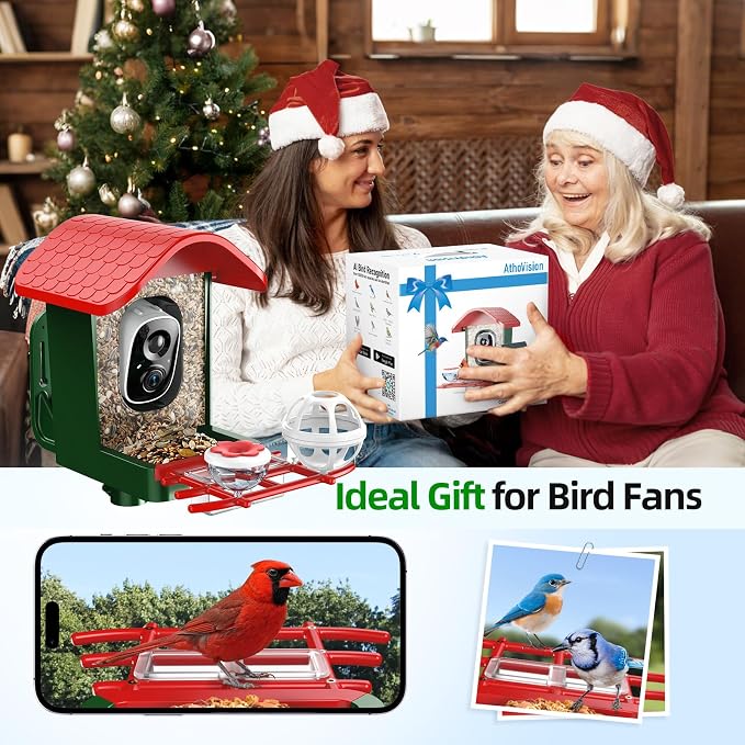 3K HD Smart Bird Feeder with Camera, 2.4GHz WiFi Solar Powered Smart Feeder, AI Bird Species Identification & Real-Time App Alerts, Chew-Proof & Waterproof for Outdoors-1