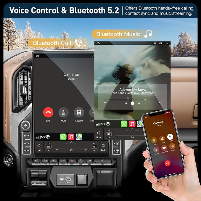 8-core 6G+128G Car Radio for Chevrolet Sliverado/GMC Sierra 2019 2020 2021, 15.6 Inch 2.5K IPS Touch Screen Upgrade Car Stereo with Carplay/Android Auto,GPS, WiFi, Bluetooth, FM