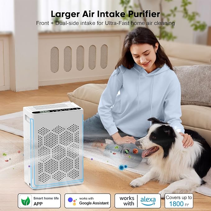 DAYETTE Air Purifiers for Home Large Room Up to 1800 Ft² with Fragrance, Smart WiFi Alexa Control,Auto Mode, HEPA 14 Air Purifier with Washable Prefilter for Bedroom, Dorm Room, Pets, Office