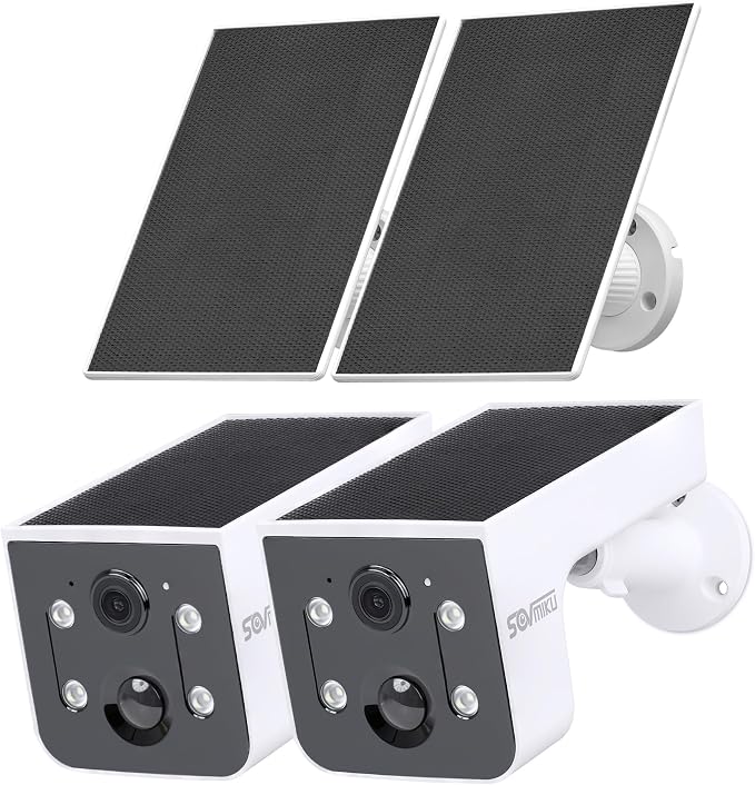 SOVMIKU Vicohome 2CG6L Solar Security Camera Wireless Outdoor System and 5V Solar Panels,No NVR Needed,Battery Powered,Easy to Setup,Motion Detection,Two Way Audio,Color Night Vision,SD Slot
