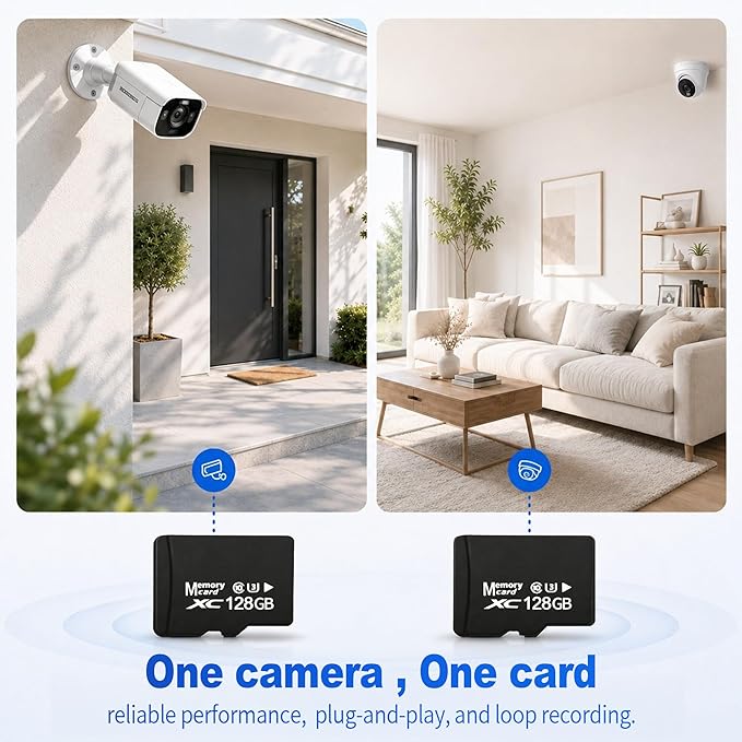 2-Pack 128GB Micro SD Card for Dash Cam, Security Camera, Retro Gaming, with USB-A 3.0 Reader & SD Adapter, U3 V30 A1 Class 10